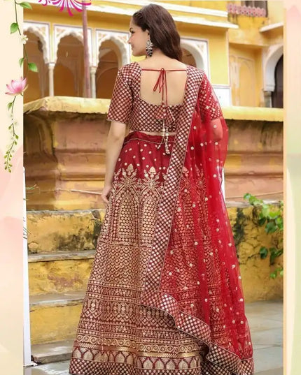 Zeel Vol 17409 Maroon Raw Silk Designer Wedding Lehenga Choli