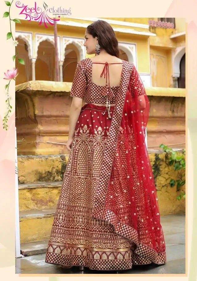 Zeel Vol 17409 Maroon Raw Silk Designer Wedding Lehenga Choli