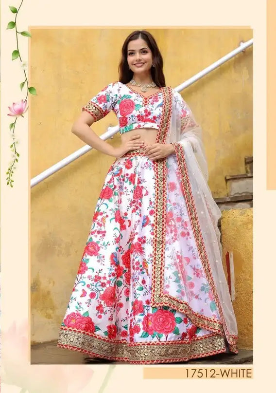 Zeel Vol 17512 White Art Silk Party Wear Lehenga Choli Collection