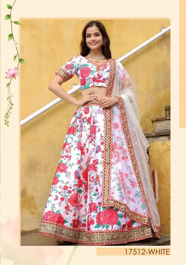 Zeel Vol 17512 White Art Silk Party Wear Lehenga Choli Collection