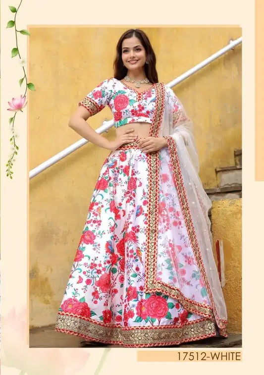 Zeel Vol 17512 White Art Silk Party Wear Lehenga Choli Collection