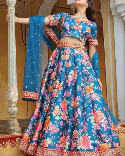Zeel Vol 17515 Blue Art Silk Florat Print Lehenga Choli 2025