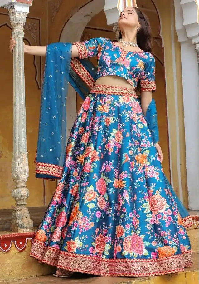 Zeel Vol 17515 Blue Art Silk Florat Print Lehenga Choli 2025