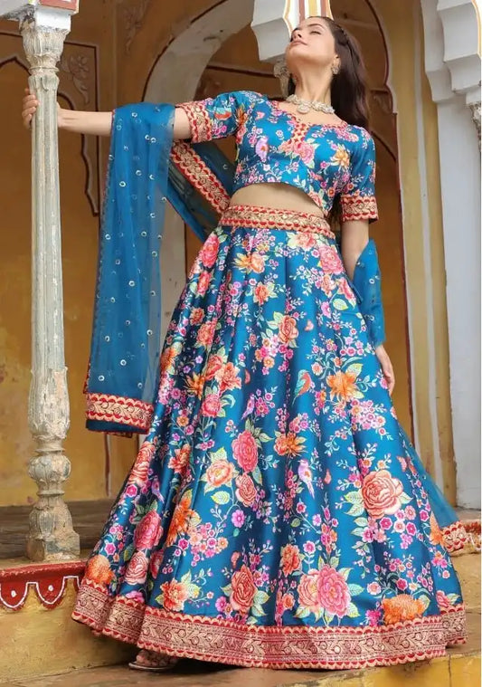 Zeel Vol 17515 Blue Art Silk Florat Print Lehenga Choli 2025