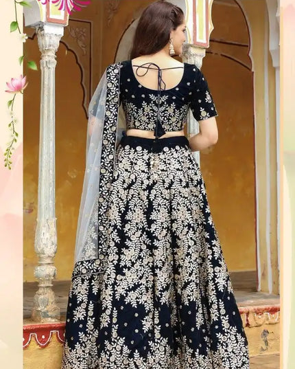 Zeel Vol 17707 Navy Blue Velvet Designer Wedding Lehenga Choli