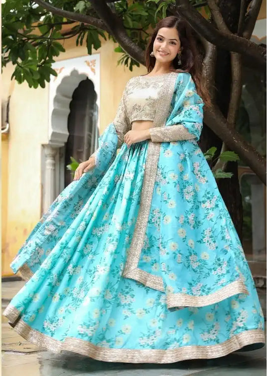 Zeel Vol 17606 Sky Blue Organza Party Wear Lehenga Choli 2025