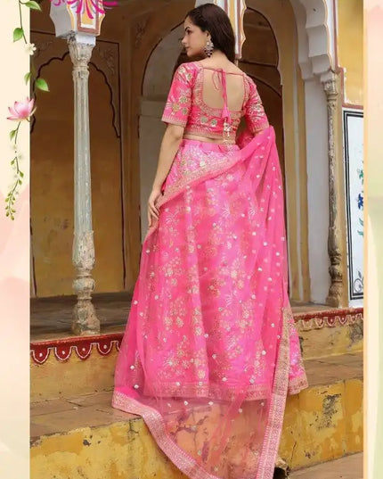Zeel Vol 17812 Pink Slub Silk Lehenga Choli With Embroidery Work
