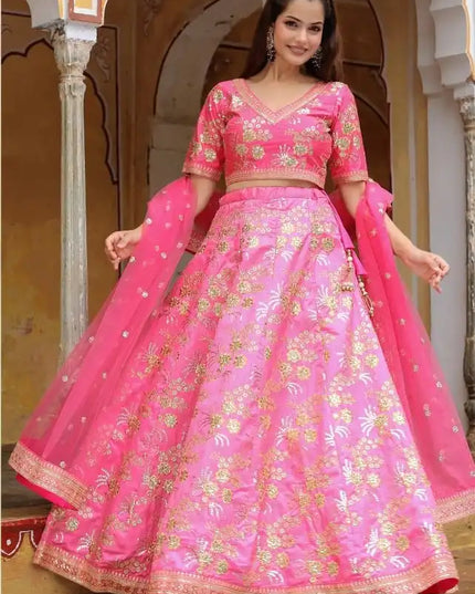 Zeel Vol 17812 Pink Slub Silk Lehenga Choli With Embroidery Work