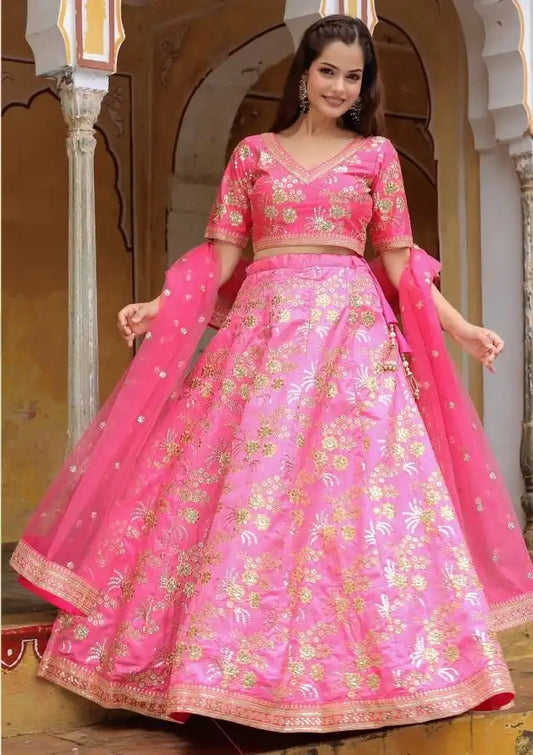 Zeel Vol 17812 Pink Slub Silk Lehenga Choli With Embroidery Work