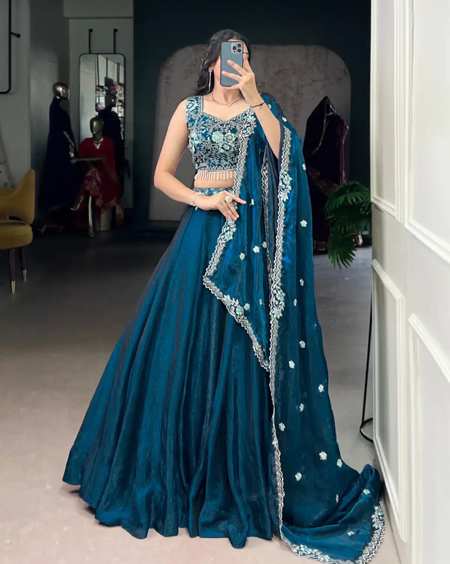WMN 1442 Fendi Wedding Lehenga Choli With Embroidery Work
