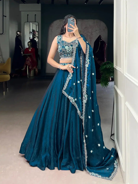 WMN 1442 Fendi Wedding Lehenga Choli With Embroidery Work