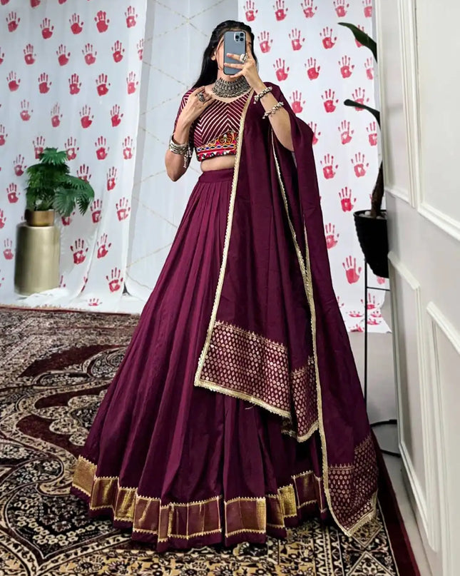 WMN 1747 Pure Chanderi Lehenga Choli Navratri Collection