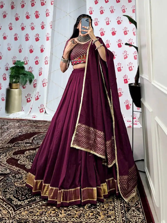WMN 1747 Pure Chanderi Lehenga Choli Navratri Collection