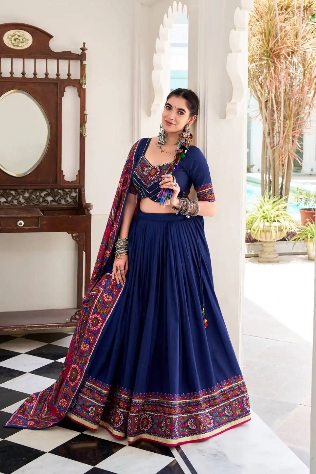 WMN 1243 Jobaniyu Tasar Silk Blue Color Lehenga Choli Navratri Collection 2025