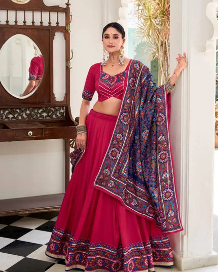 WMN 1243 Jobaniyu Tasar Silk Pink Color Lehenga Choli Navratri Collection 2025