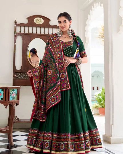 WMN 1243 Jobaniyu Tasar Silk Green Color Lehenga Choli Navratri Collection 2025