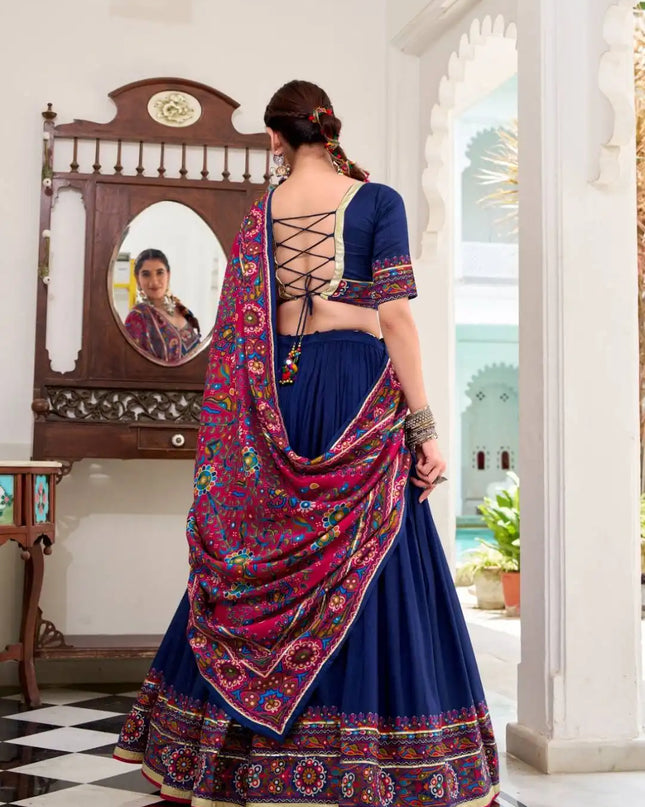 WMN 1243 Jobaniyu Tasar Silk Blue Color Lehenga Choli Navratri Collection 2025