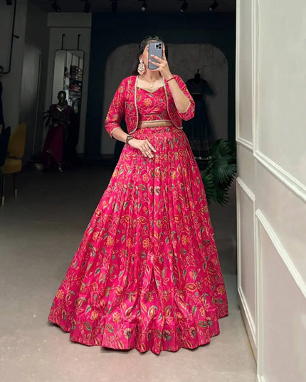 WMN 1136 Tussar Silk Floral Printed Wedding Lehenga Choli