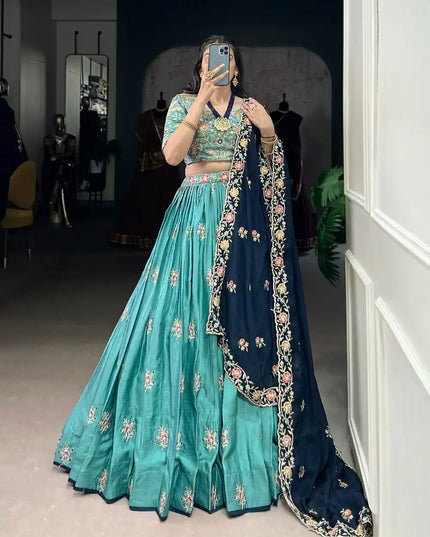 WMN 1443 Slab Silk Wedding Lehenga Choli With Embroidery Work