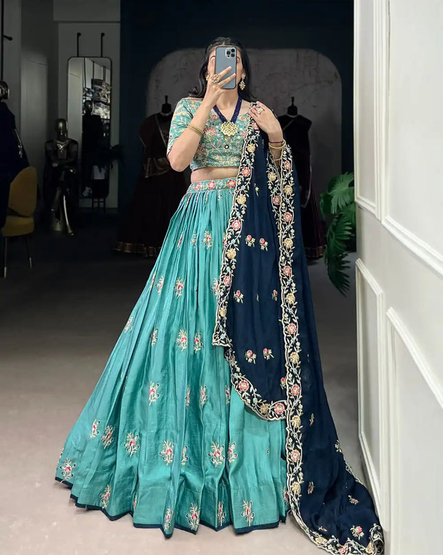 WMN 1443 Slab Silk Wedding Lehenga Choli With Embroidery Work