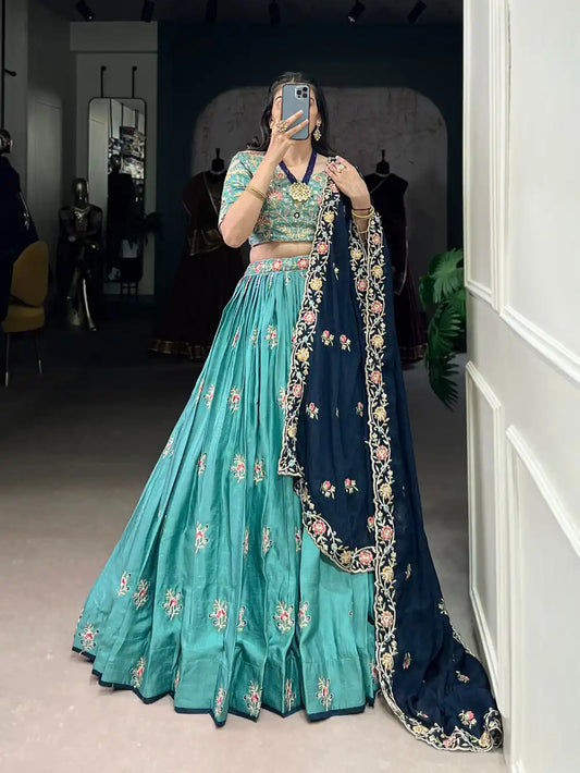 WMN 1443 Slab Silk Wedding Lehenga Choli With Embroidery Work
