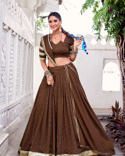 WMN 1751 Coffee Color Pure Rayon Navratri Lehenga Choli Collection