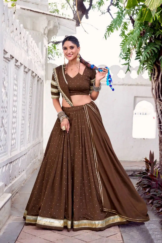WMN 1751 Coffee Color Pure Rayon Navratri Lehenga Choli Collection