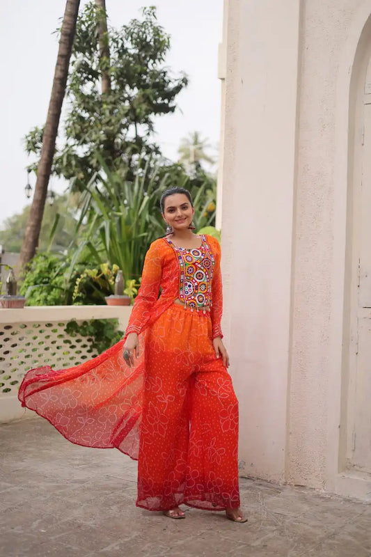 Moni 1198 Navratri Bandhani Print Kurti With Pant Collection
