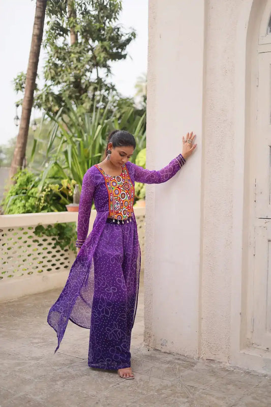 Moni 1198 Navratri Bandhani Periwinkle Color Print Kurti With Pant Collection