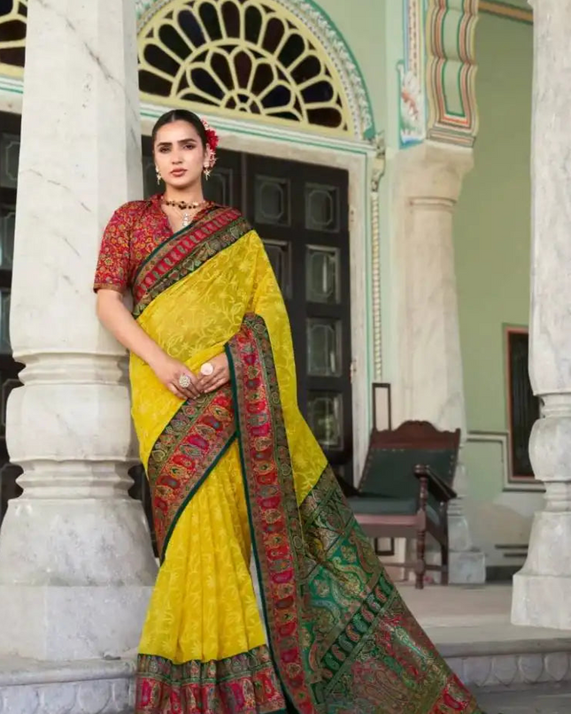 Kreshva Shanti Yellow Color Georgette Printed Saree Party Wear Collection 2025