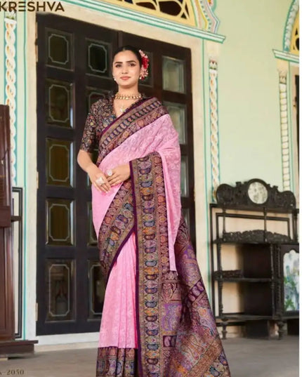 Kreshva Shanti  Pink Color Georgette Printed Saree Party Wear Collection 2025