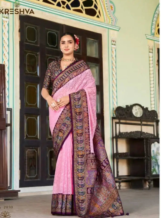 Kreshva Shanti  Pink Color Georgette Printed Saree Party Wear Collection 2025