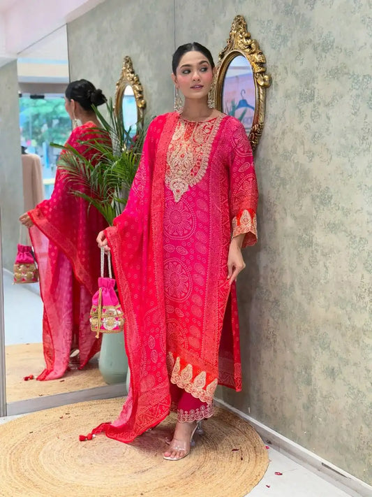Sabina 5292 Georgette Kurti Churidar Pant With Dupatta