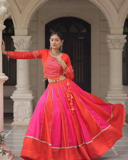 Mohini 7139 Pink Color Roman Silk Navratri Chaniya Choli Mirror Lace