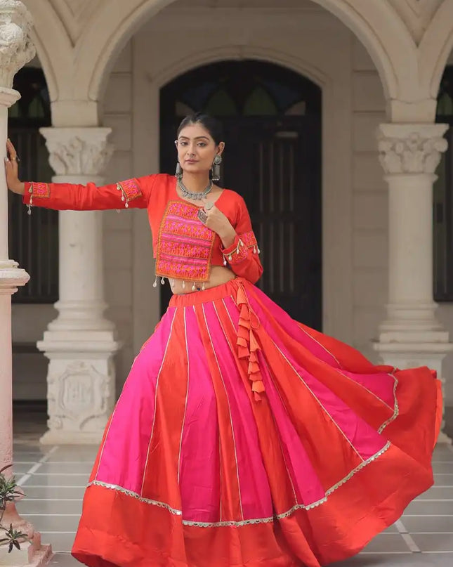 Mohini 7139 Pink Color Roman Silk Navratri Chaniya Choli Mirror Lace