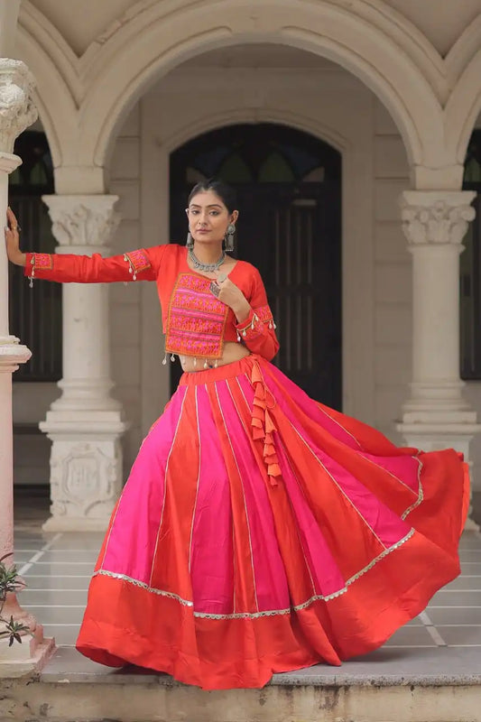 Mohini 7139 Pink Color Roman Silk Navratri Chaniya Choli Mirror Lace
