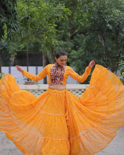 Mohini 7134 Yellow Color Faux Georgette Bandhej Printed Navratri Lehenga Choli