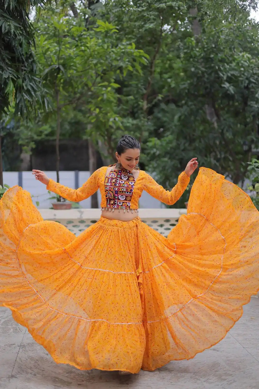 Mohini 7134 Yellow Color Faux Georgette Bandhej Printed Navratri Lehenga Choli