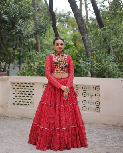 Mohini 7134 Red Color Faux Georgette Bandhej Printed Navratri Lehenga Choli