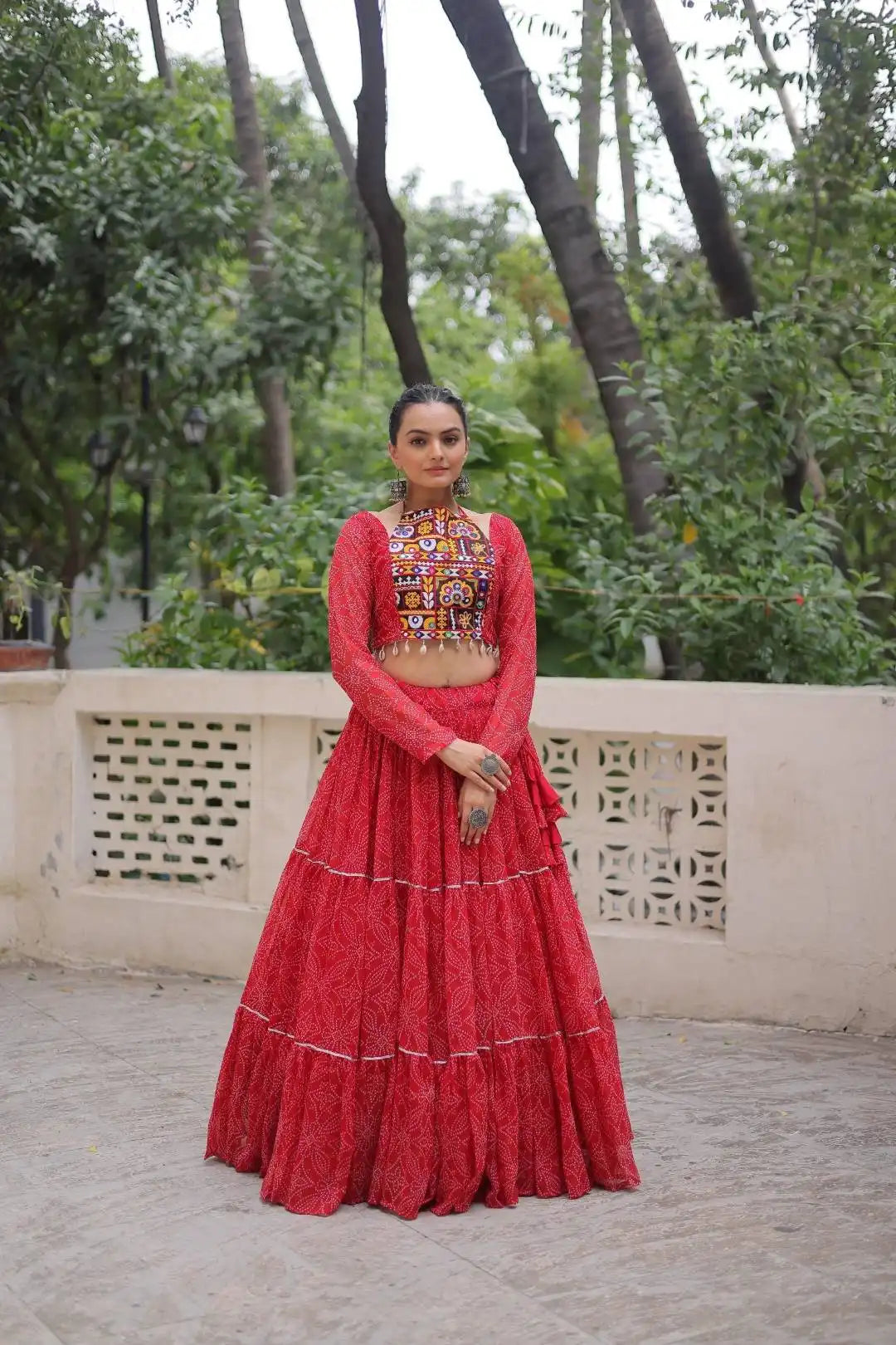 Mohini 7134 Red Color Faux Georgette Bandhej Printed Navratri Lehenga Choli