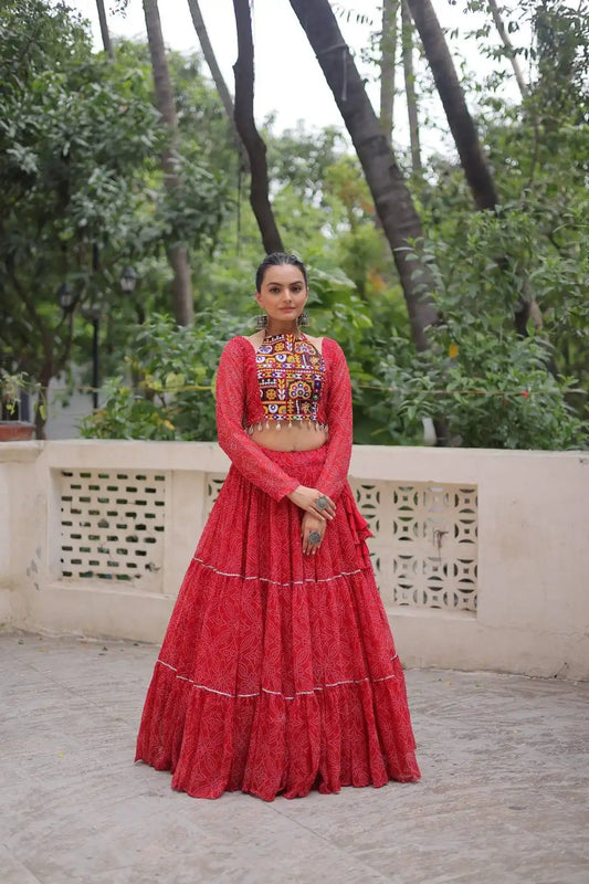 Mohini 7134 Red Color Faux Georgette Bandhej Printed Navratri Lehenga Choli