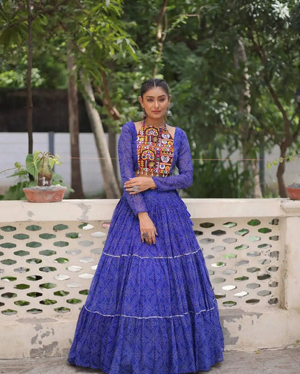 Mohini 7134 Blue Color Faux Georgette Bandhej Printed Navratri Lehenga Choli Collection