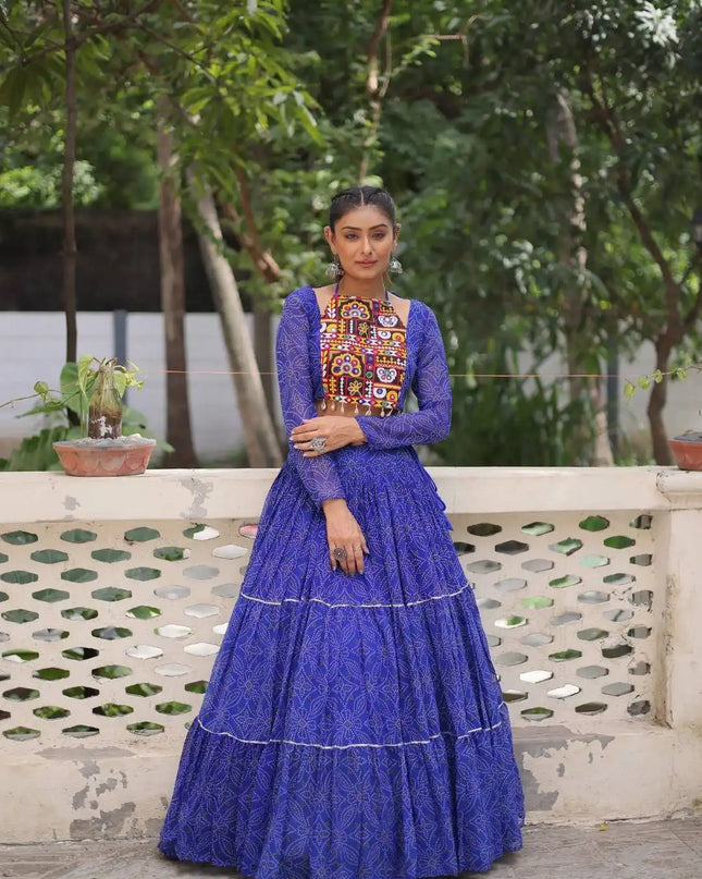 Mohini 7134 Blue Color Faux Georgette Bandhej Printed Navratri Lehenga Choli Collection
