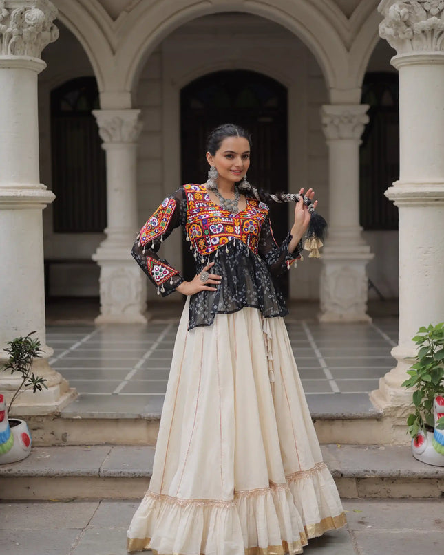 Moni 5044 Black White Kora Cotton Navratri Lehenga Choli Collection 2025