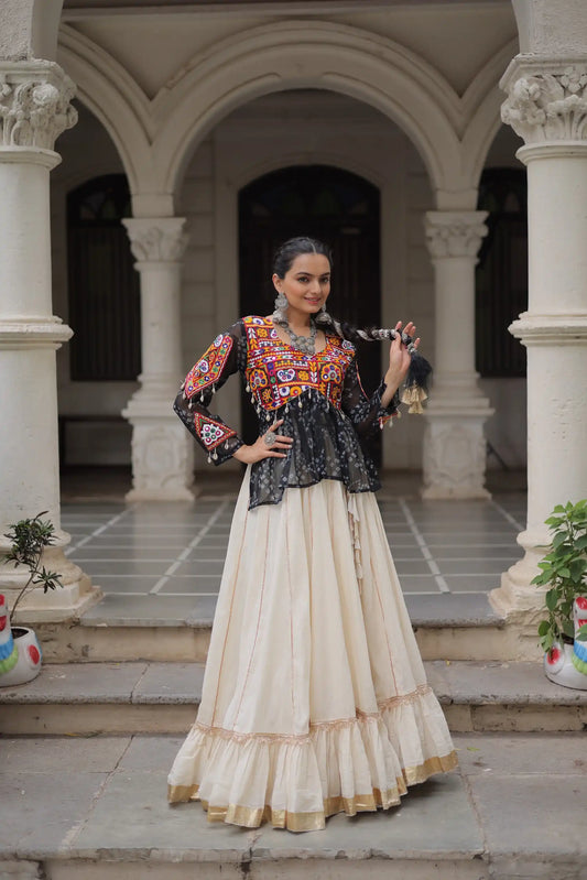 Moni 5044 Black White Kora Cotton Navratri Lehenga Choli Collection 2025