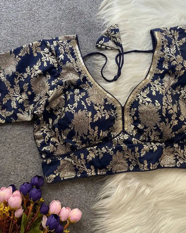 Ruhi Vol 45 Party Wear Dola Silk Blouse With Sequence Lace