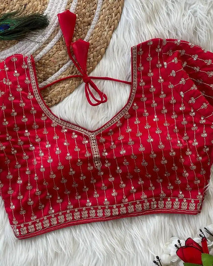 Ruhi Vol 47 Silky Jumychoo Crimson  Color Readymade Blouse Collection