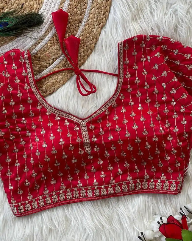 Ruhi Vol 47 Silky Jumychoo Crimson  Color Readymade Blouse Collection