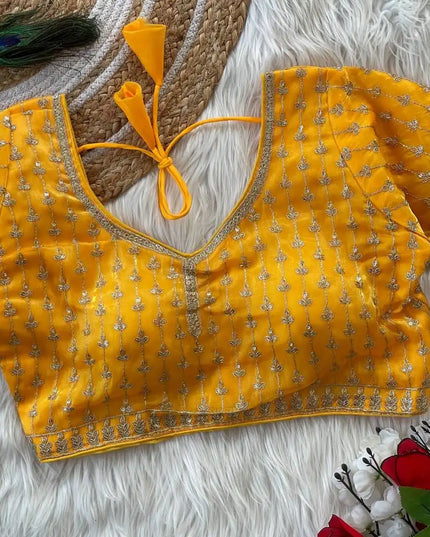 Ruhi Vol 47 Silky Jumychoo Yellow Color Readymade Blouse Collection