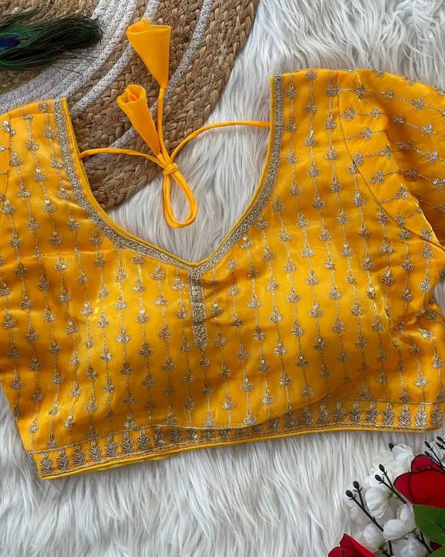 Ruhi Vol 47 Silky Jumychoo Yellow Color Readymade Blouse Collection